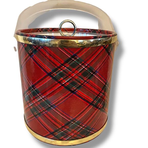 Vintage Ice Bucket Chest Red Plaid Tartan Car RV Display Camper RL Aesthetic - Picture 4 of 10